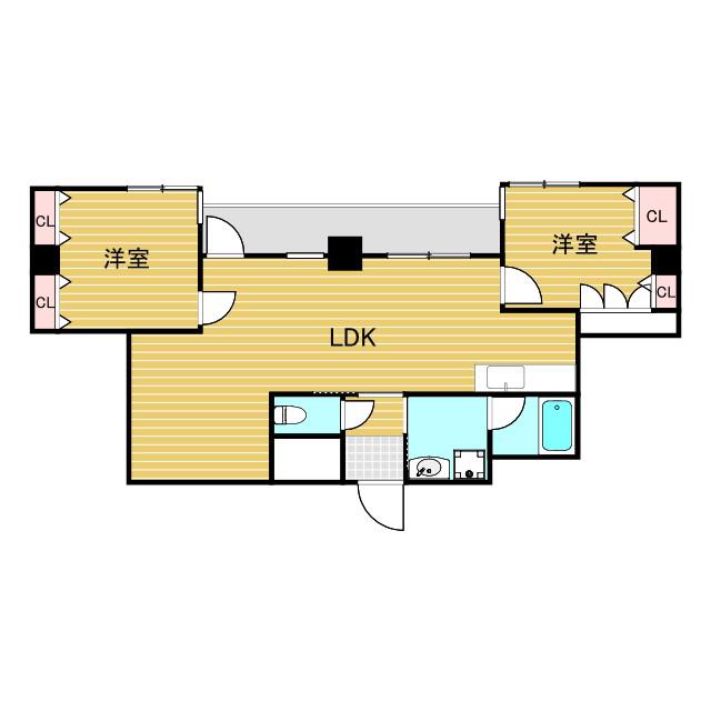 センチュリー十三(2LDK/6階)の間取り写真