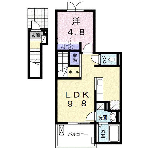 エクセル(1LDK/2階)の間取り写真