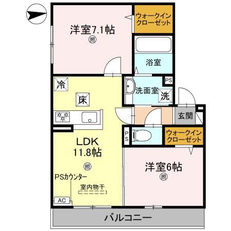 SINSERITE(2LDK/1階)の間取り写真