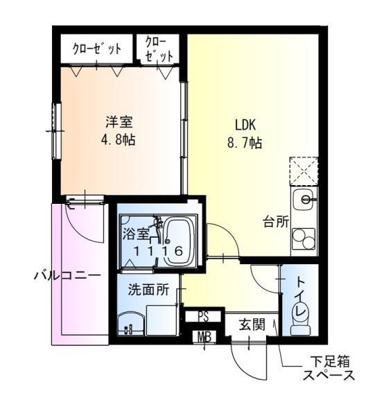 フジパレス高石加茂(1LDK/1階)の間取り写真