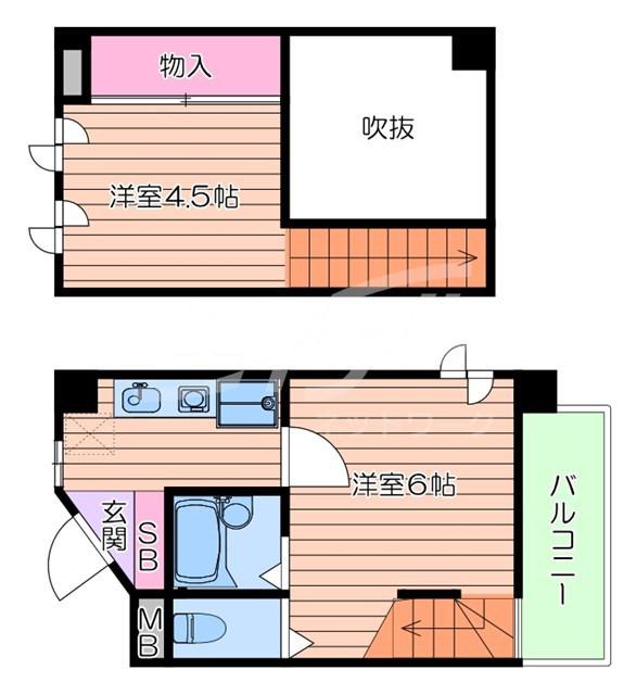 光栄ハイツ千里丘(1K/3階)の間取り写真