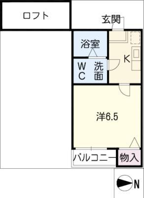 GLAMOUR(1K/2階)の間取り写真