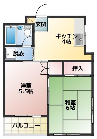 シャトレー木の実町(2K/5階)の間取り写真