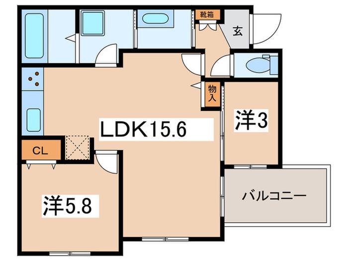 コンプレックス(1SLDK/2階)の間取り写真