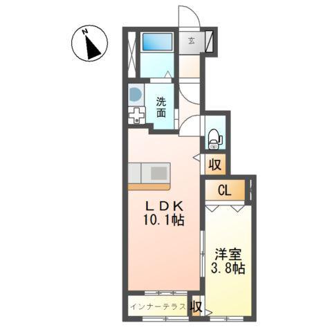 アベニール(1LDK/1階)の間取り写真