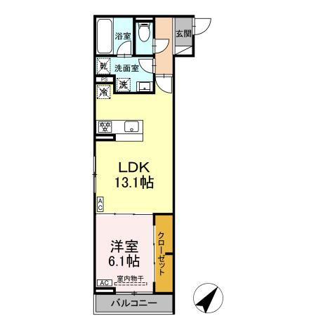 キクロス(1LDK/3階)の間取り写真