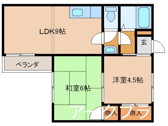 コーポラスMISASA(2LDK/2階)の間取り写真