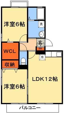 エトワール(2LDK/3階)の間取り写真