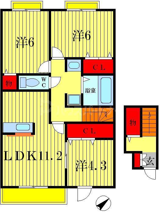 クリアシーズンズD(2SLDK/2階)の間取り写真