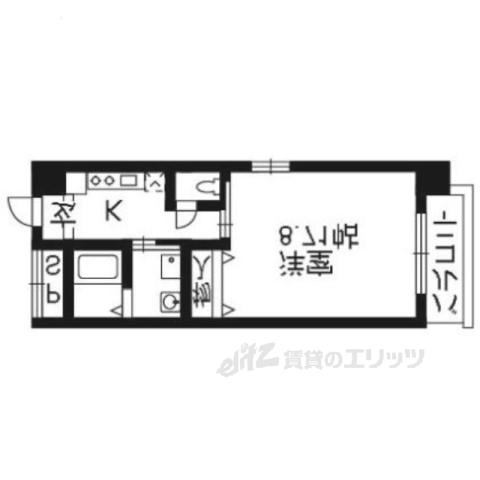 サンクチュアリ四条高倉(1K/6階)の間取り写真