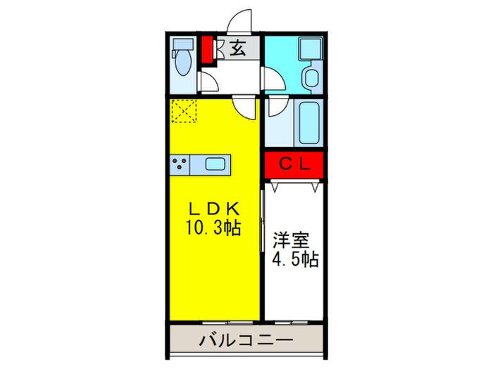パストラーレ千里中央(1LDK/1階)の間取り写真