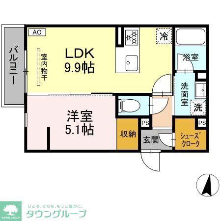 DBLESS川崎 イースト(1LDK/3階)の間取り写真