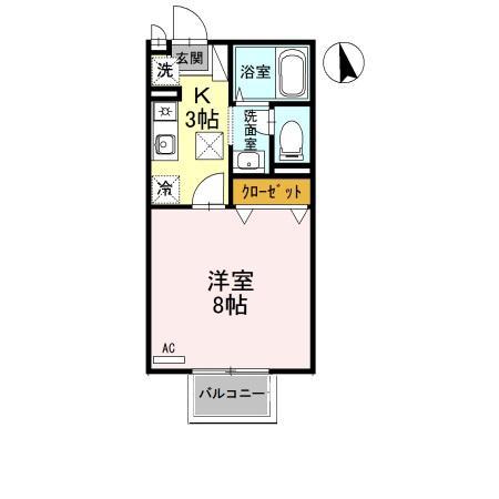 RIO AONO IV号館(1K/2階)の間取り写真