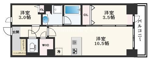 アーバネックス谷町六丁目(2LDK/7階)の間取り写真