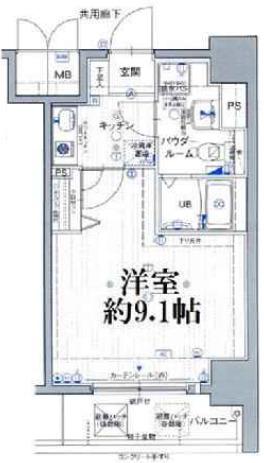 エスリード福島駅前第2(1K/12階)の間取り写真
