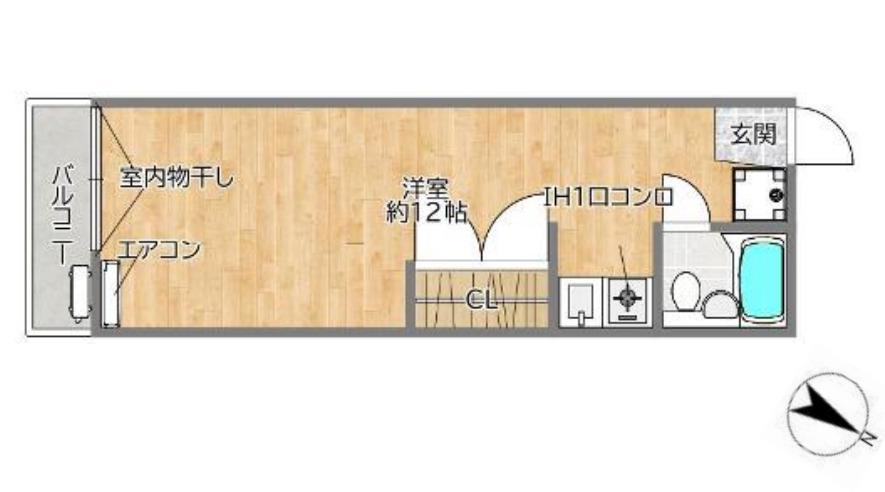 ブランキューブ塚口(1K/1階)の間取り写真