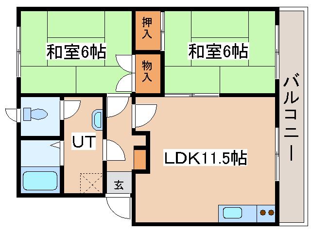 パミールハイツ(2LDK/1階)の間取り写真