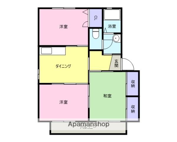 JR阪和線 紀伊駅 バス乗車時間:25分 最寄りバス停で下車 徒歩20分 2階建 築27年(3DK/2階)の間取り写真