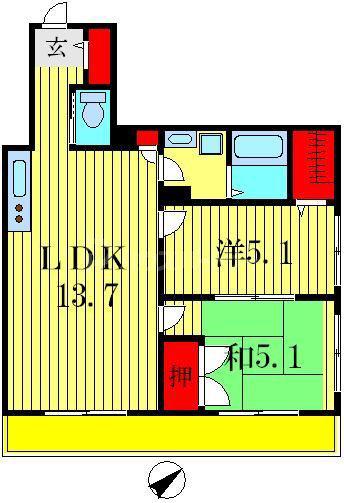 オクドテラス(2LDK/2階)の間取り写真