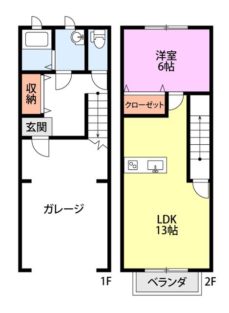 ココモときめき東(1LDK/2階)の間取り写真