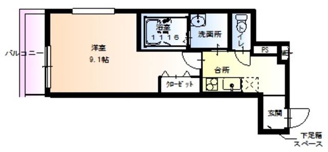 フジパレス杭全(1K/1階)の間取り写真
