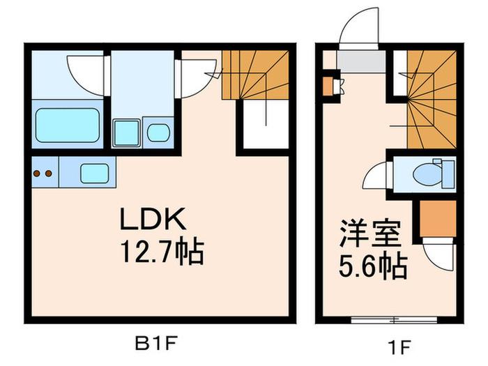 SENSE RESIDENCE 用賀(1LDK/B1階)の間取り写真
