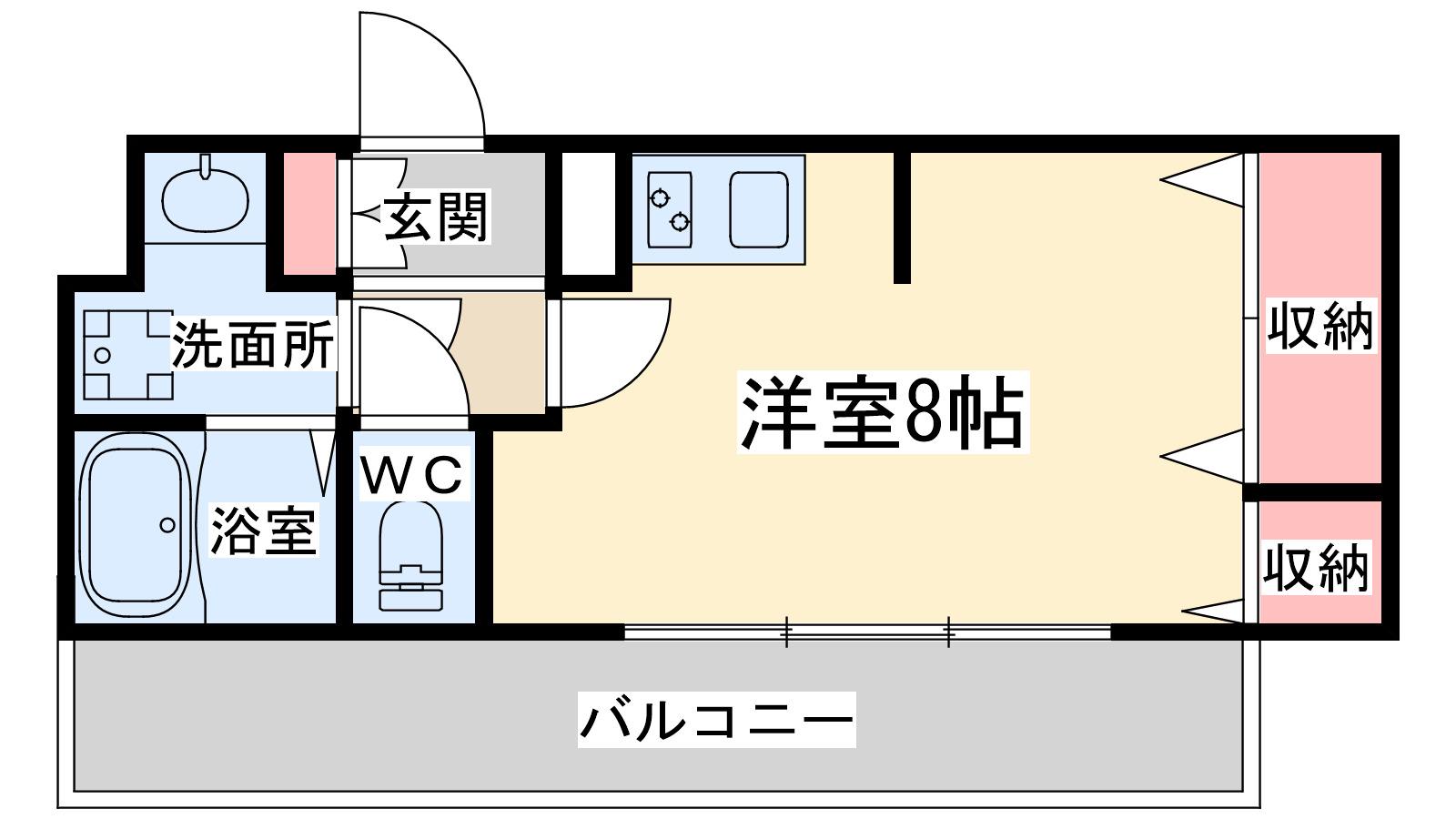 カシア福島駅前(ワンルーム/7階)の間取り写真