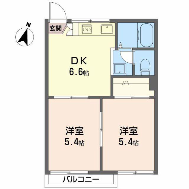 サンベルテ(2DK/2階)の間取り写真