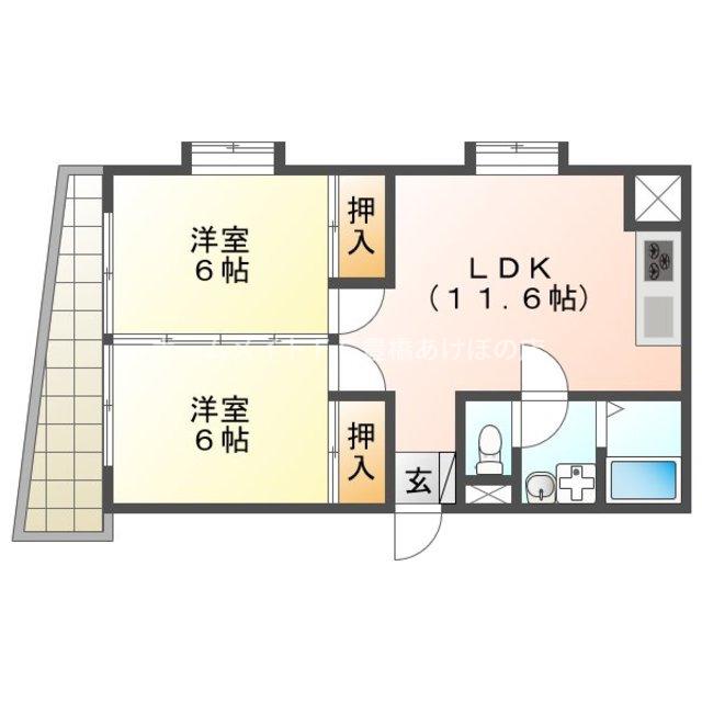 ボナールIII(2LDK/3階)の間取り写真