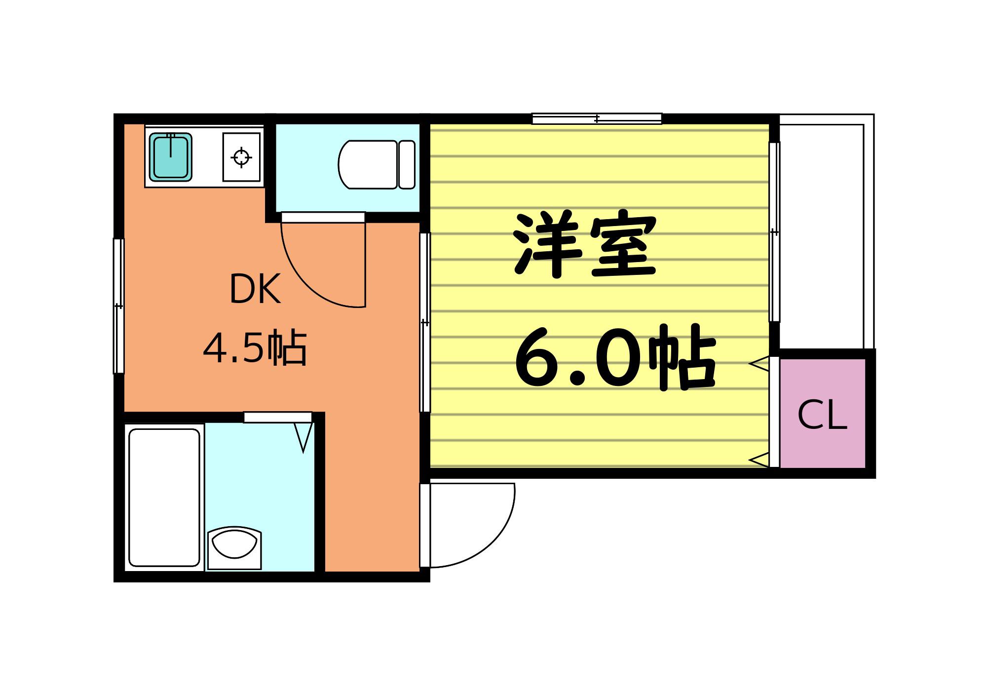 ファーストイン森ノ宮(1DK/4階)の間取り写真