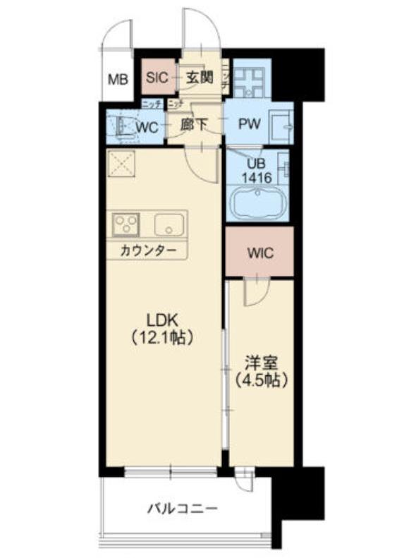 スプランディッド新大阪VII(1LDK/9階)の間取り写真