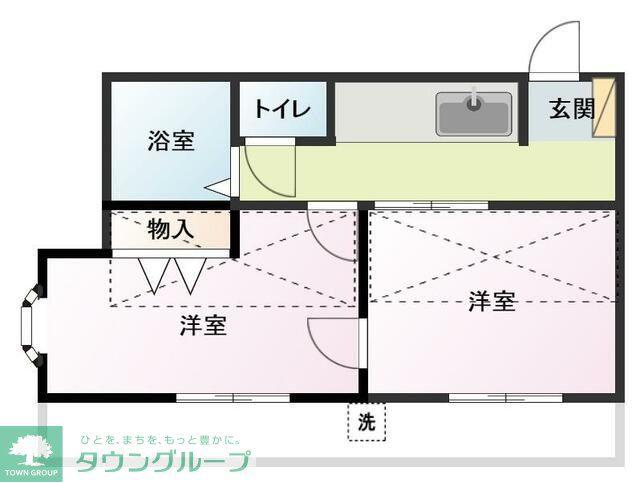 アメニティ所沢(2K/2階)の間取り写真