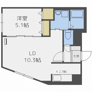 ALPHA南円山(1LDK/4階)の間取り写真