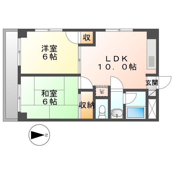ツインパル(2LDK/5階)の間取り写真