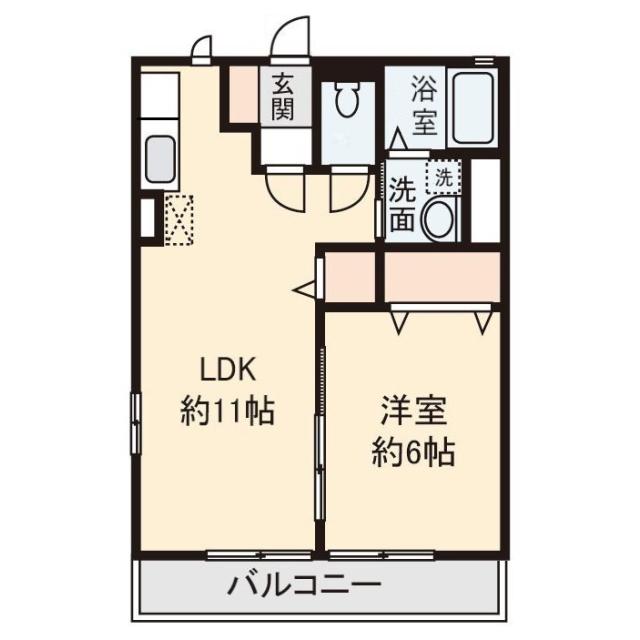 FLOURISH(1LDK/1階)の間取り写真