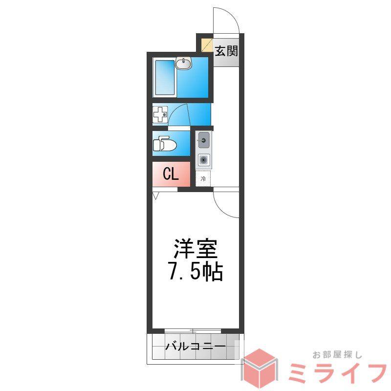 ハートフル21(1K/4階)の間取り写真