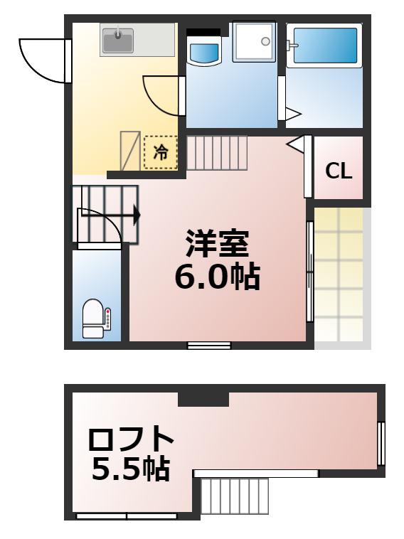 ルーイヒハイム(1K/2階)の間取り写真