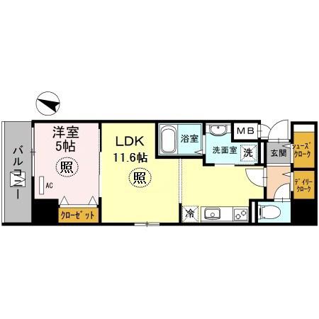 神戸HARBORSIDE 萬利RESIDENCE(1LDK/11階)の間取り写真