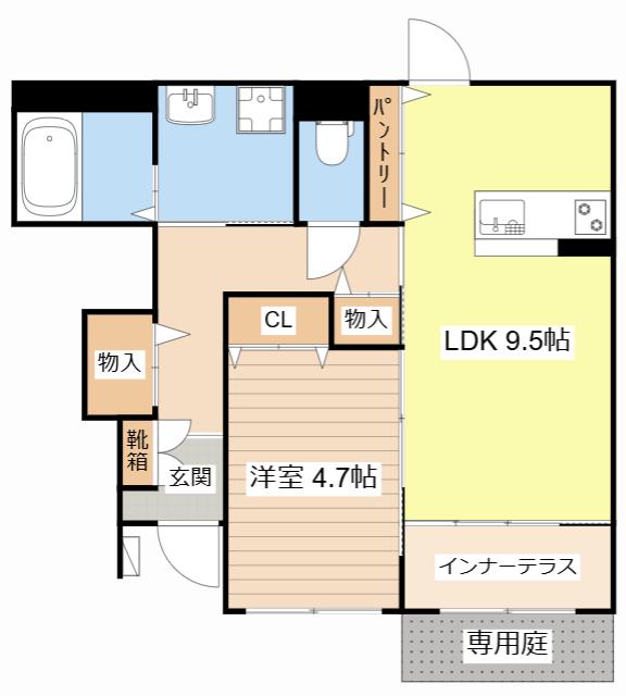 ヴェルズハイム(1LDK/1階)の間取り写真