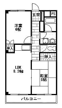 BCASA小田原鴨宮IIRE-BORN(2LDK/2階)の間取り写真