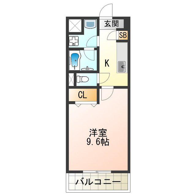 フランディル りんくう(1K/2階)の間取り写真
