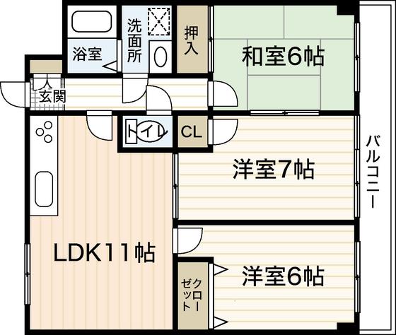 アウローラ2001(3LDK/1階)の間取り写真
