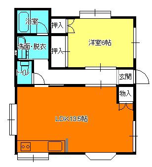コナハウス(1LDK/1階)の間取り写真