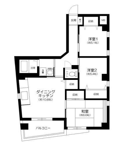 ソシエ長崎第二(3DK/2階)の間取り写真