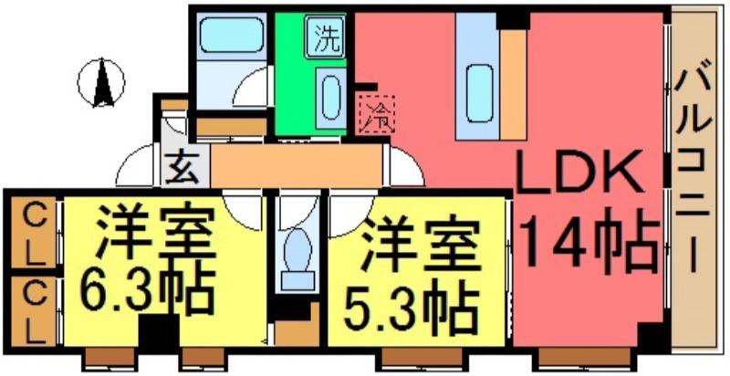 MONA VALEモナベール(2LDK/4階)の間取り写真