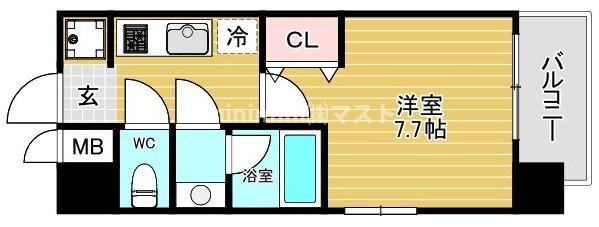 四天王寺レジデンス(1K/5階)の間取り写真