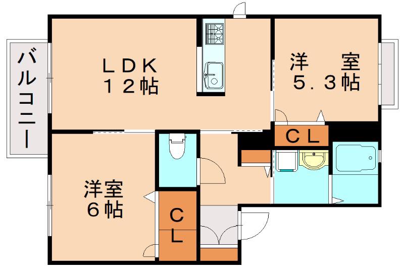サンモール(2LDK/2階)の間取り写真
