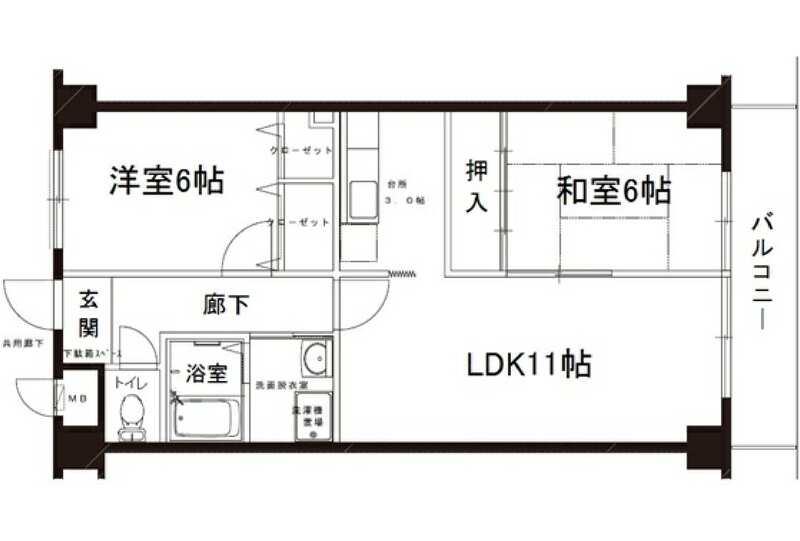 メルベーユ杉(2LDK/3階)の間取り写真