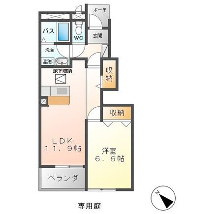 サンパレス(1LDK/1階)の間取り写真
