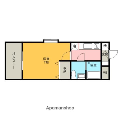 ピュアドーム天神ライブリー(1K/6階)の間取り写真